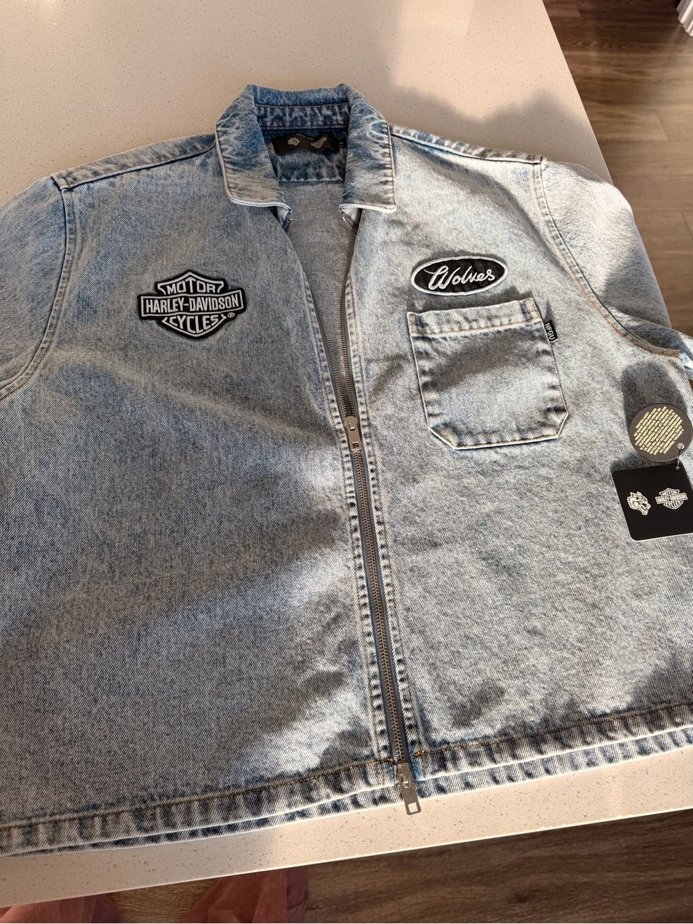Darc Sport Harley-Davidson Denim Zip-Front short sleeve shirt jacket - Picture 1 of 4